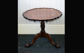A Late 19th / Early 20th Century Tea Table. With fluted edge and claw and bull tripod legs. Dia 23