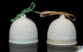 A Pair of Lladro Bells. Comprises 1/ Collectors Society 1993 Bell, Approx 3.5 Inches High, Comes