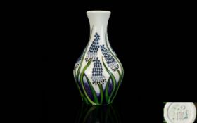 Moorcroft - Small Modern Vase ' Blue Muscari ' Design. Designer Elsie Adams - Please See Photo.