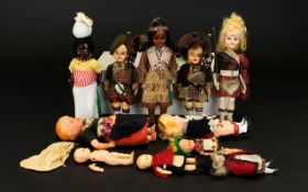 Small mixed lot of assorted world tourist dolls.