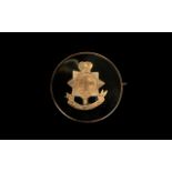 Royal Sussex Regiment 9ct Gold Cap Bridge, A Circular Cap Badge - The Crest Inlaid In 9ct Gold,