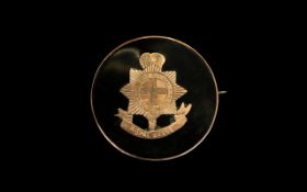 Royal Sussex Regiment 9ct Gold Cap Bridge, A Circular Cap Badge - The Crest Inlaid In 9ct Gold,