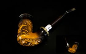 Vintage Novelty Pipe, Features an Embossed Galloping Horse with a House In The Background. There are