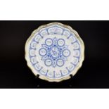 Spode Bone China Passover Plate Blue litho gold filigree ''The service of Passover''. The Sader