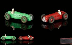 Dinky Toys Die Cast Racing Cars (2) from 1950's. 232 Alfa Romeo Racing Car, red colour circa 1950's,