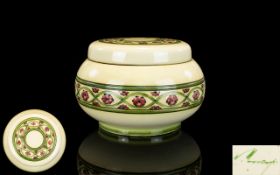 William Moorcroft Signed Globular Shaped Tobacco Jar ' Floral Bands ' Design. c.1903.