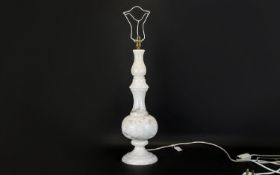 Large White Onyx Table Lamp carved floral decoration, Height 21 inches,