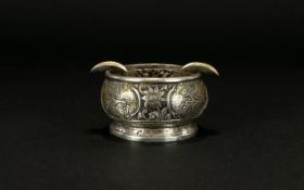 Indian Silver Ashtray With Embossed Floral Stylized Figures Marked To Base 800 TH.