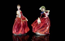 Royal Doulton Hand Painted Figurines ( 2 ) Two In Total. Comprises 1/ Autumn Breezes - Style One.