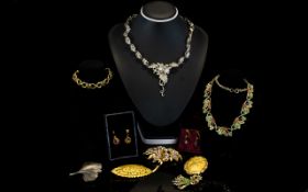 A Collection Of Vintage Costume Jewellery Approx ten items in total to include 1980's gold tone