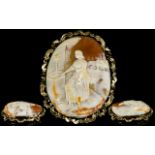 Antique - Period Very Large and Impressive Shell Cameo Gold Mounted Brooch,