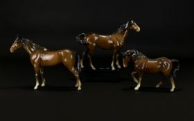 Beswick Horse Figures ( 3 ) In Total. Comprises 1/ Stocky Jogging Mare. Model 1090.