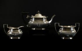 EPNS Kingsway Plate Tea Service comprising of a teapot, sugar bowl and cream jug.