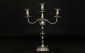 Edwardian Period Fine Quality Solid Silver 3 Branch Candelabra In a Classical Design of Solid