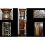 George II - Flat Top Oak Cased Long Case Clock with Brass 10 Inch Square Dial. The Dial with 30