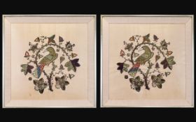 A Pair Of Zardozi Embroidered Panels Two intricately embroidered seed bead and wire work panels