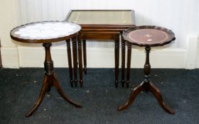 A Small Collection of Tables Three in total to include nest of tables, with tooled leather tops