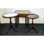 A Small Collection of Tables Three in total to include nest of tables, with tooled leather tops