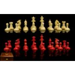 Antique Period 19th Century Fine Quality - Carved Staunton Type Ivory Chess Set. c.1880 - 1900.