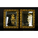 A Pair of Gilt frame Mirrors, With Applied Gilt Floral Detail. Two square mirrors in yellow gilt