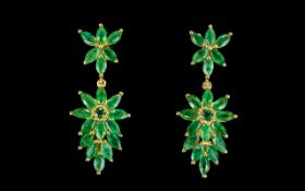 Emerald Cluster Drop Earrings,