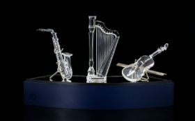 Swarovski Silver Crystal Musical Instruments ( 3 ) Crystal Melodies Collection. Comprises 1/