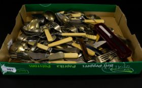 A Large Collection of Silver Plated Flatware, Including Knives, Forks, Ornate Serving Spoons,
