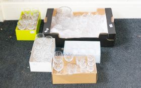 A Collection of Good Quality Drinking Glasses To include glass decanter, sherry glasses wine