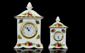 Royal Doulton Country Rose Stylish Clocks. Comprises 1/ Royal Doulton Carriage Clock. Approx 5