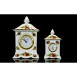 Royal Doulton Country Rose Stylish Clocks. Comprises 1/ Royal Doulton Carriage Clock. Approx 5