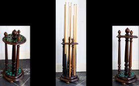 Victorian Period - Good Quality Mahogany Revolving Snooker Cue Stand to Hold 18 Cues. Stately Home