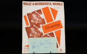 Louis Armstrong Autograph On 1950's Page