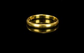 22ct Gold Wedding Band. Fully Hallmarked for Sheffield 1954. Ring Size L - M. Excellent Condition.