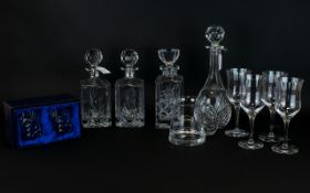 Collection of Glassware comprising of 2 boxed tartan crystal whisky tumblers, a boxed crystal tall
