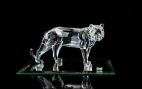 Swarovski Silver Crystal Figure ' Tiger ' Endangered Species. No 7610 000 003. Designer Michael