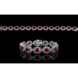 Ruby and Natural White Zircon Line Bracelet,