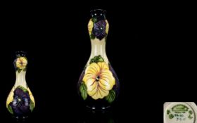 Moorcroft Modern Gourd Shaped Trial ' Pansy ' Design. Dated 7/9/17. Height 9.25 Inches. 1st