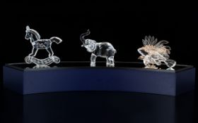 Swarovski Crystal Figures ( 3 ) In Total. Comprises 1/ Rare Encounters Group ' Elephant ' Baby. No