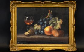 A Late 19th/Early 20th Century Still Life Oil On Canvas Still Life Vanitas in the Flemish style