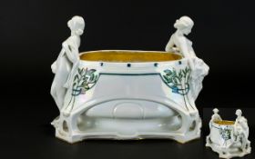 Art Nouveau Fine White Porcelain Lustre Jardiniere A continental centrepiece planter/jardiniere of