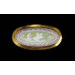 Antique Period - Superior Quality Wedgwood 9ct Gold Framed Celdon Cameo with Lilac Borders,