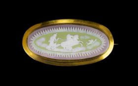 Antique Period - Superior Quality Wedgwood 9ct Gold Framed Celdon Cameo with Lilac Borders,