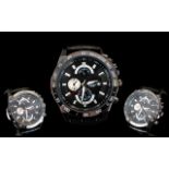 Contempory Fashion Watch, large chronograph 'edifice-Casio' gun metal face on black mock crop strap,