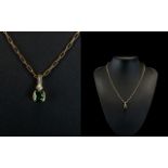 Ladies - Nice Quality and Attractive Russian Diopside and Diamond Set Pendant Drop,