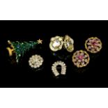 A Vintage Eisenberg Brooch And Associated Branded Costume Jewellery Five items in total to include