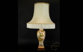 French - Nice Quality Louis Drimmer - Ceramic Crackle Glaze Table Lamp / Shade. From The 1980's with