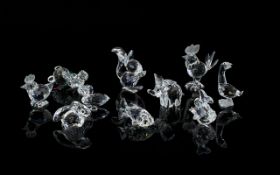 Swarovski Crystal Figures Collection of ( 10 ) Ten Small Figures. Comprises 1/ Squirrel. No 7662 042