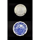 Charles Princes of Wales Wall Plaque eight inches in diameter together with Spode ''Tower'' blue and