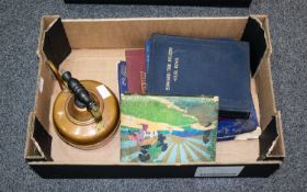 Box Of Misc, Royalty/Inter War Books, Small Copper Kettle, Fish Knives And Forks