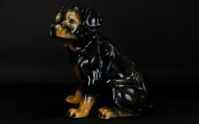 Misc Items, Including a Large Dog Porcelain Figure - Height Approx 15 Inches, 2 Metalware Clowns & a